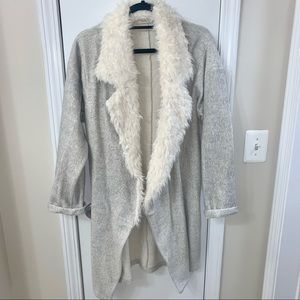 ZARA: Cardigan with Faux Fur Collar